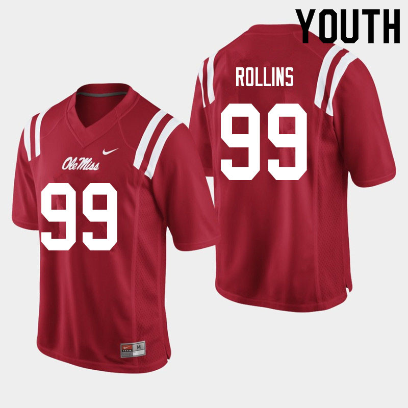 DeSanto Rollins Ole Miss Rebels NCAA Youth Red #99 Stitched Limited College Football Jersey WWO5558PB